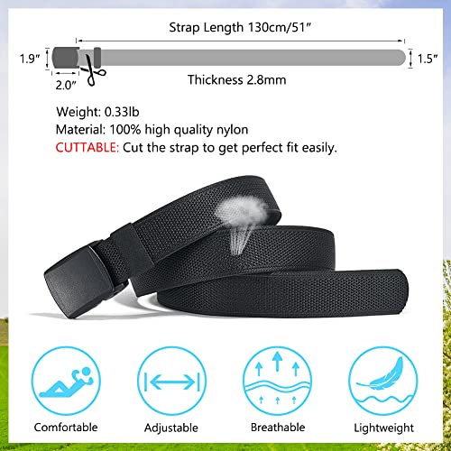 LionVII Men's Belts, Breathable Web Belt for Men with Plastic Buckle for Work Sports, Adjustable Trim to Fit 27-49" Waist3