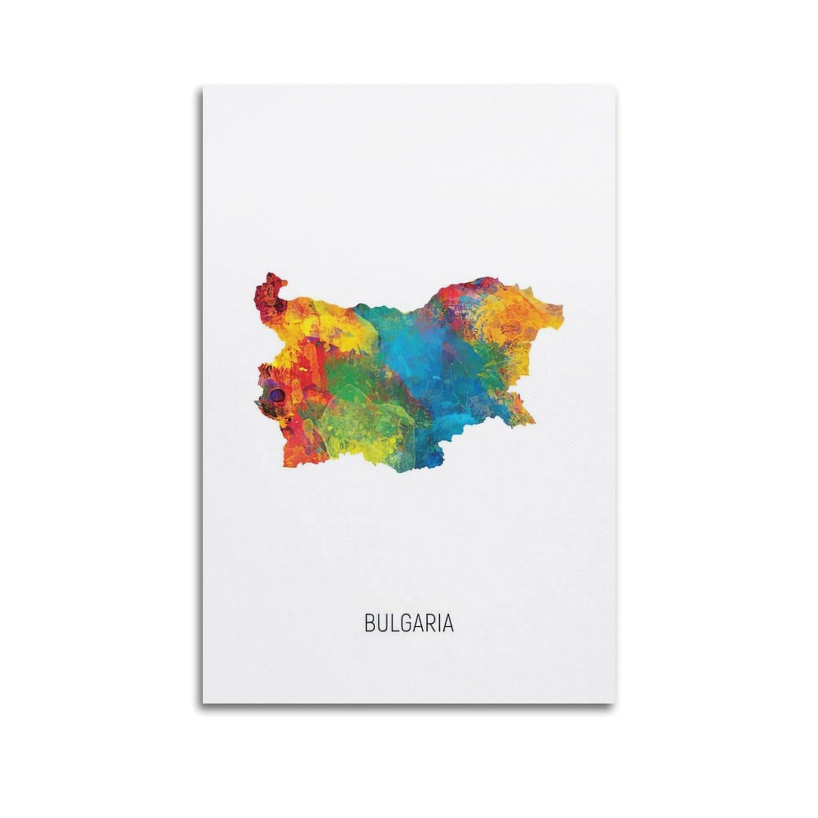 MJZLQN Map Poster Of Bulgaria With Watercolor Poster Decorative Painting Canvas Wall Posters And Art Picture Print Modern Family Bedroom Decor Posters 20x30inch(50x75cm)