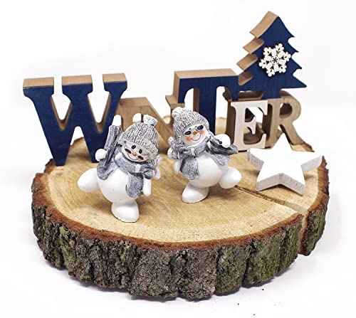 TEMPELWELT Deko Holzaufsteller Schriftzug Winter 23 x 11 cm, Holz Blau Weiß Natur, Landhausstil Aufsteller Dekoschild Holzschild Winterdeko – Bild 3