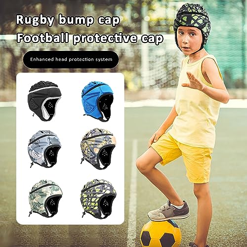 Ochine Kids Soft Shell Flag Football Helmet, Rugby Headguard Headgear, Adjustable Head Protector for Kids Youth - Thumbnail 2
