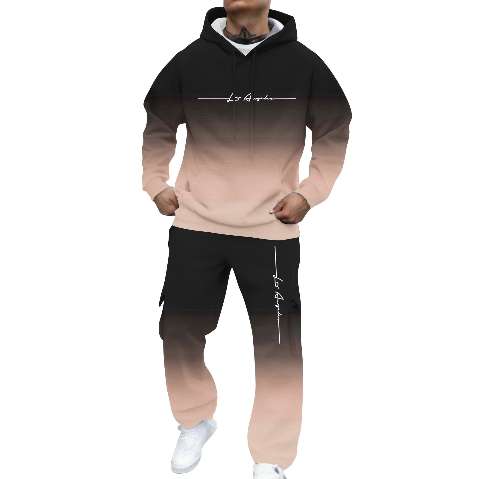 Chándal de algodón para hombre Chándal para casa con estampado degradado para una comodidad elegante y perfecto para ocasiones formales, reuniones de negocios y eventos especiales