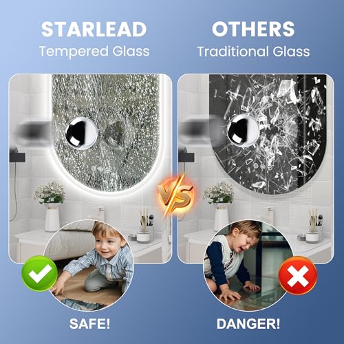 STARLEAD 40"x24" Oval LED Bathroom Mirror with Bluetooth Speaker, Dimmable Lighting, 3 Color Modes, Anti-Fog, Touch Control Wall Mounted Vanity Mirror by STARLEAD - Image 2