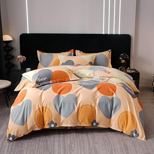 4 Piezas,Juegos De Funda Nórdica 100% Algodón Tamaño Completo Para Todas Las Estaciones,Cubierta De Edredón De Estilo Floral Engrosada,Funda Nórdica De Cama De Edredón De Microfibra Suave Con Cierre D