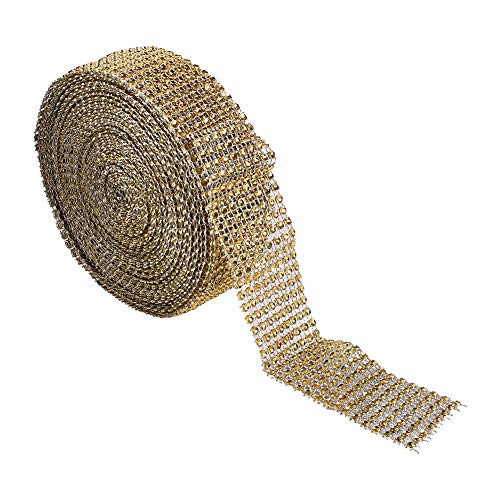 Atyhao Rhinestone Diamond Ribbons, Sparkling Mesh Ribbon Trim for Bridal Bouquet Frames Vases Wedding Party Decoration