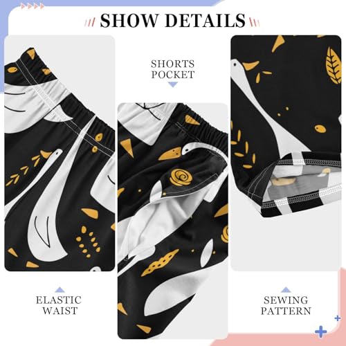 Goose and Leaves Boys Long Pants Soft Trousers Elastic Waist Kids Lounge Bottoms with Pockets S-XL4