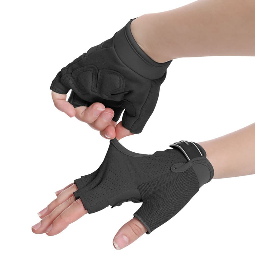 1 par de Guantes de Entrenamiento sin Dedos para Hombres y Mujeres, Guantes de Levantamiento de Pesas, Soporte para Entrenamiento en Gimnasio, protección Completa de la Palma, Rosa, L