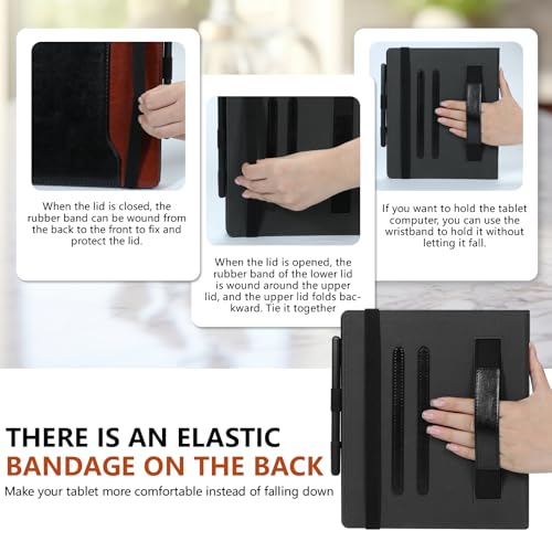 Image of E NET-CASE Case for 10.3 inch Boox Note Air 5 C (2025) / Note Air4 C (2024) / Note Air3 C / Air3 B /W (2023), 360 Degree Rotating Stand Cover with Pen Holder /Hand Strap, Auto Sleep /Wake (Black & Brown)