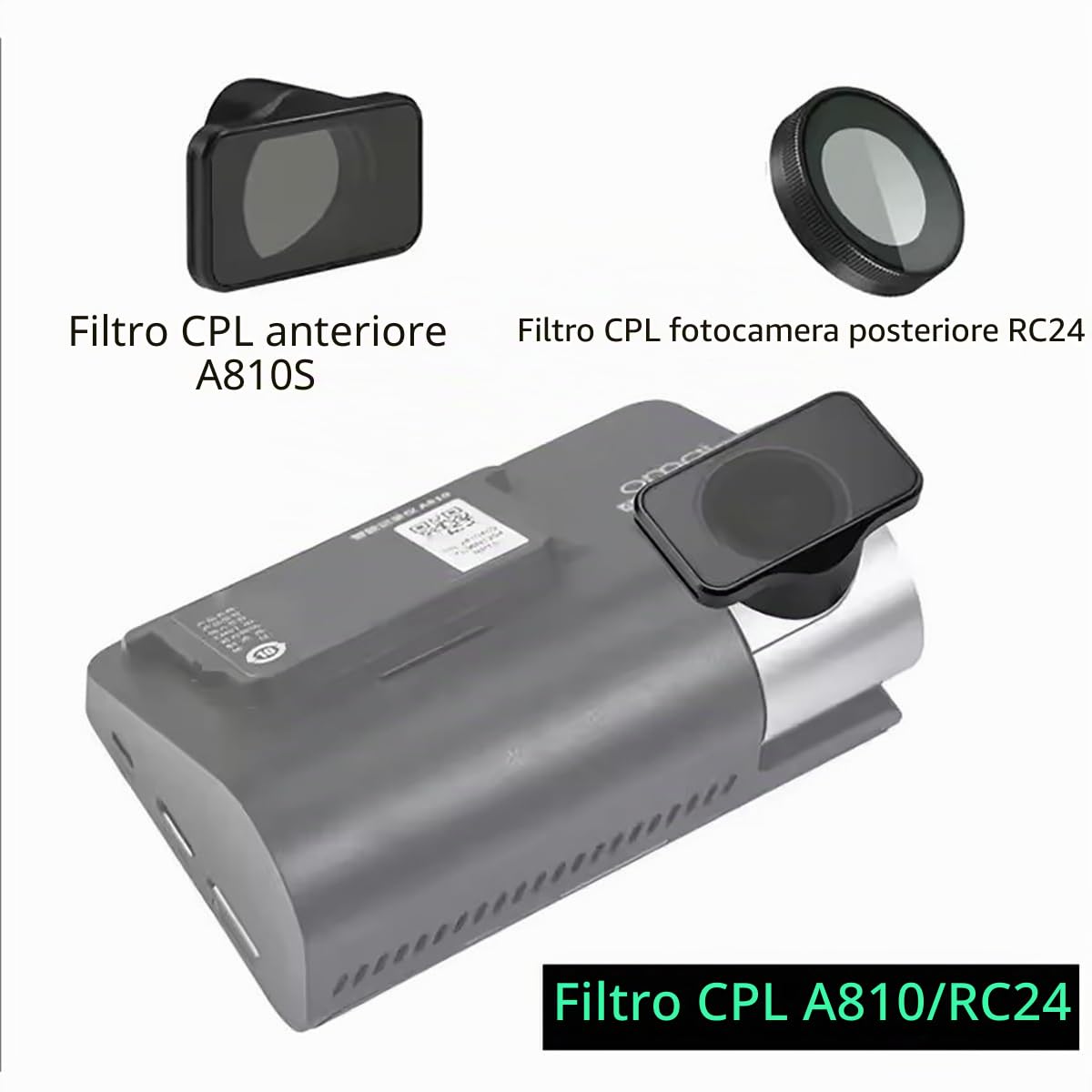 Set di filtri CPL per Dash Cam 70mai A810 4K HDR, copriobiettivo grandangolare antiriflesso nero (per 70mai A810+RC24 CPL)