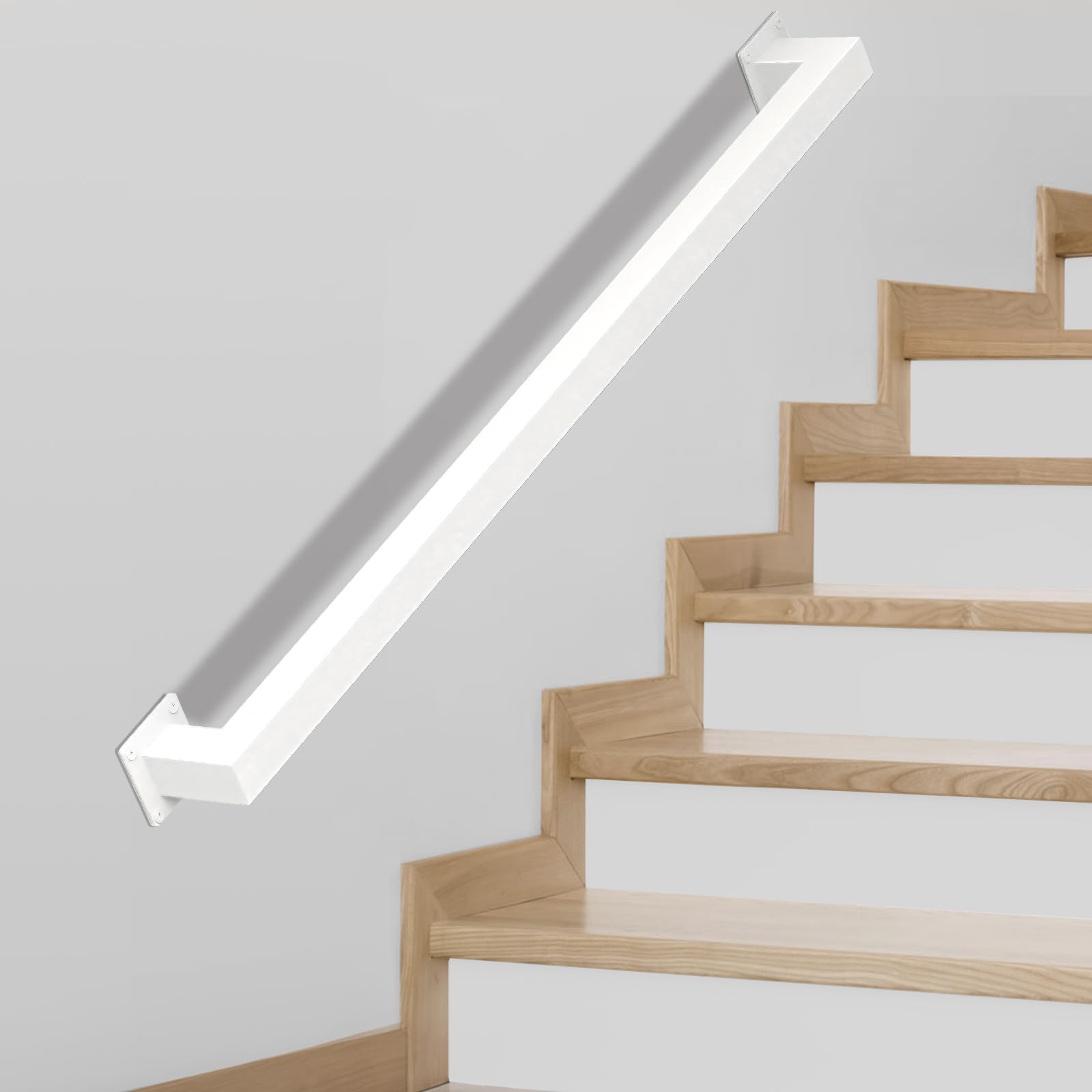 Barandilla – pasamanos para escaleras interiores – pasamanos para escaleras, 30 cm, color blanco, pasamanos para escaleras, exteriores/interiores de acero inoxidable (blanco, 30 cm)