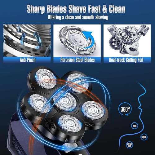Head-Shaver-for-Bald-Men6-in-1-Bald-Head-Shavers-for-Men-Cordless-Waterproof-Wet-Dry-Mens-6-Head-Shaver-Electric-Head-Shavers-for-Men-Man-Rechargeable-Facial-Shaver-Rotary-Face-Hair-Razor