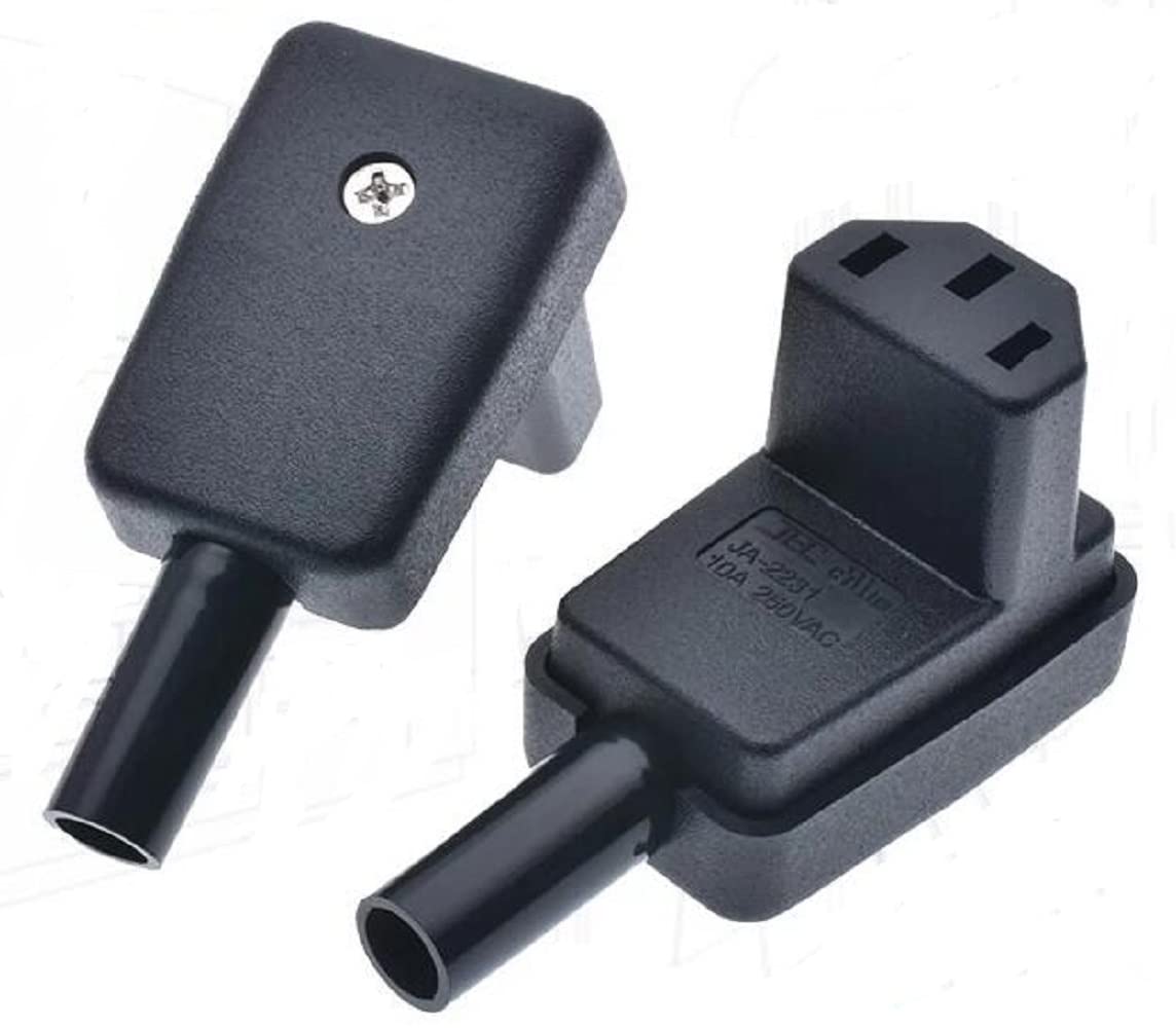 IEC C14 To C13 90 Degree Adapter (2-Pack) - Right Angle Power Cord Adapter For UPS, PDU, Monitors