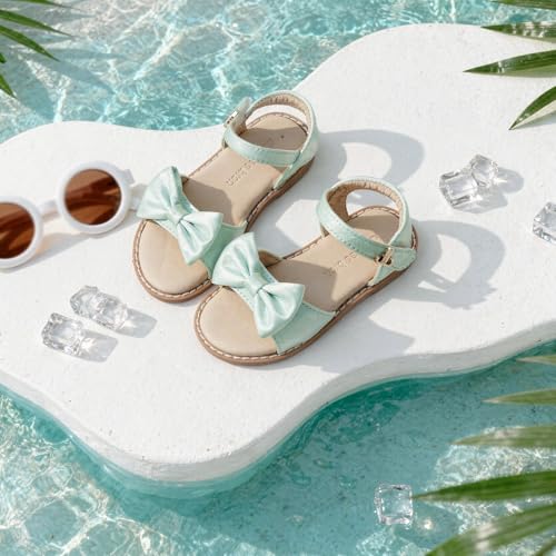 Image of THEE BRON Toddler Girls Sandals Wedding Flower Girl Dress Shoes Open Toe Flats
