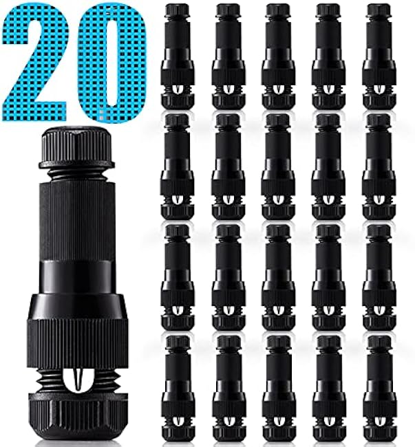 SUNVIE Low Voltage Fastlock Wire Connectors for Landscape Lighting Path Lights 12-14 Gauge Cable Connector Work with Malibu Paradise Moonrays and Other Outdoor Lighting Brands (20 Pack)