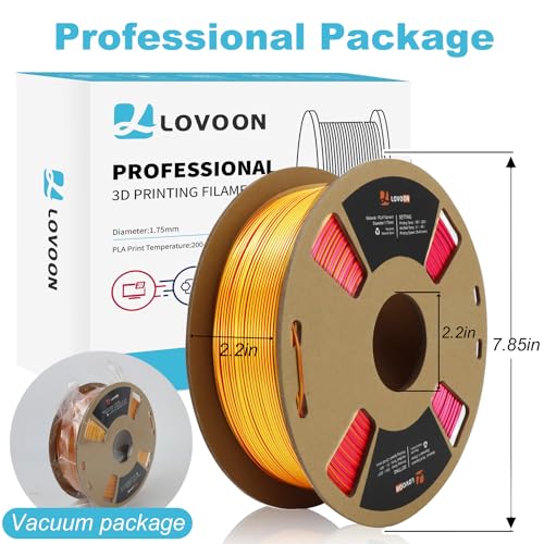 Image of LOVOON 3D Printer Filament Tricolors, Color Change by Angle PLA Filament 1.75mm, Silk PLA Filament, Gold Red Purple Three Colors, Most 3D Printer and 3D Pen Compatible, 1KG(2.2lbs) /Spool