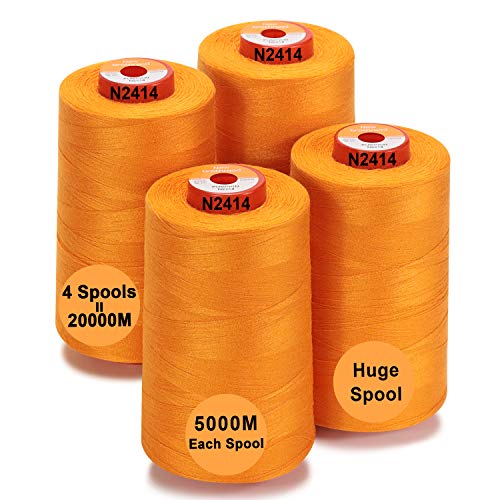 Image of New brothread - 28 Options - 4 Large Cones of 5500Y (5000M) Each All Purpose Spun Polyester Thread 40S /2 (Tex27) for Serger, Overlock, Quilting, Piecing and Sewing - Pumpkin