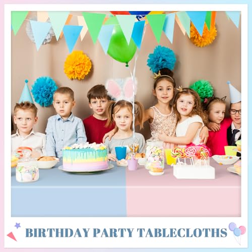 Image of NatNarr 6 Pcs Gender Reveal Plastic Tablecloths, Pink Blue Table Cover