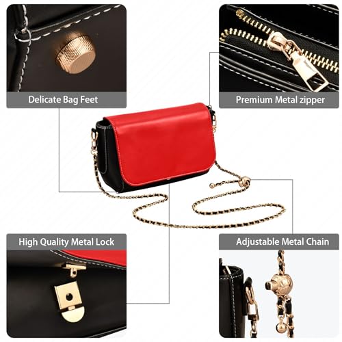 Red Crossbody Bags for Women PU Leather Purse Handbag Red4