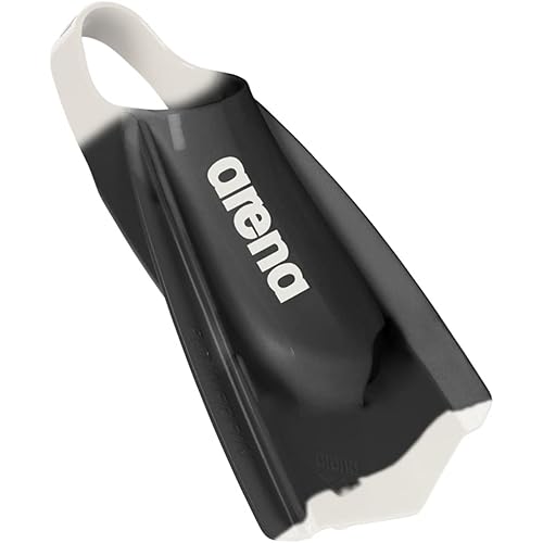 Arena Unisex Adult Powerfin Pro Swim Training Fins Men and Women Silicone Short Blade Flippers Left-Right Custom Design, Sizes 4.5-13.5