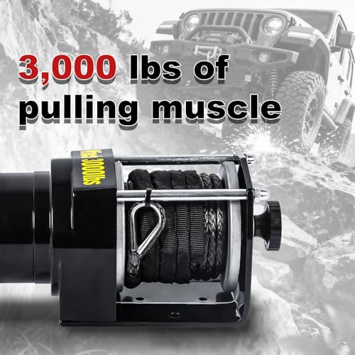 Winch eléctrico ATV/UTV con cuerda sintética 3000LB 12V 30 pies miniatura 5