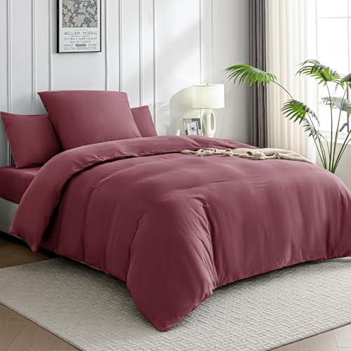 JELLYMONI Bettwäsche 135x200 Baumwolle Bettwäsche-Sets Dunkelrosa...