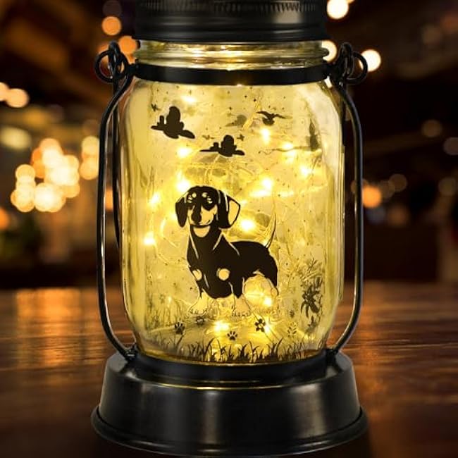 Dog Solar Lanterns Dog Lover Gifts for Women Men Dog Lovers Gifts Hanging Dog Lanterns with Stake for Yard Lawn Garden Decor Waterproof Dog Lights Torches