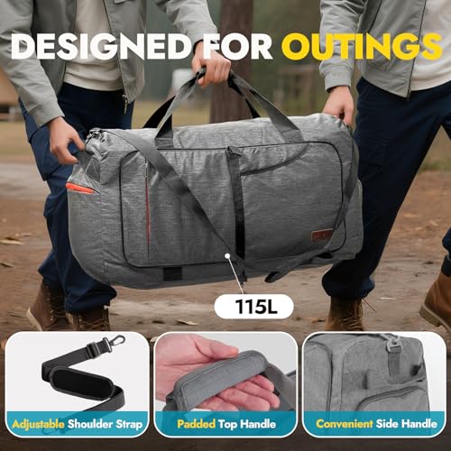 Image of Canway 115L Travel Duffel Bag, Foldable Weekender Bag with Shoes Compartment for Men Women Water-proof & Tear Resistant