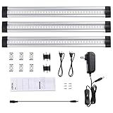 LEDGLE LED Under Cabinet Lighting 3 Panel Kit 12W Total 12 V DC 950lm 3000K Warm White 30W Fluorescent Tube Equivalent All Accessories Included 12in Under Counter Kitchen Lights Closet Light