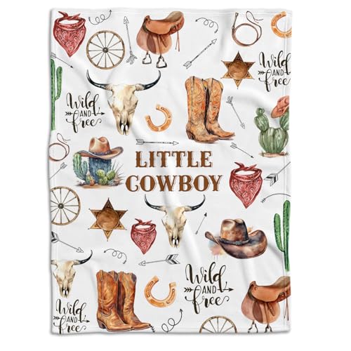 Image of Western Blanket, Western Decor for Nursery Room, Baby Blankets for Boys Girls, Cowboy Baby Blankets, Western Baby Stuff, Soft Warm Lightweight Nursery Bed Blanket for Newborn Toddlers (02, 30x40 in)