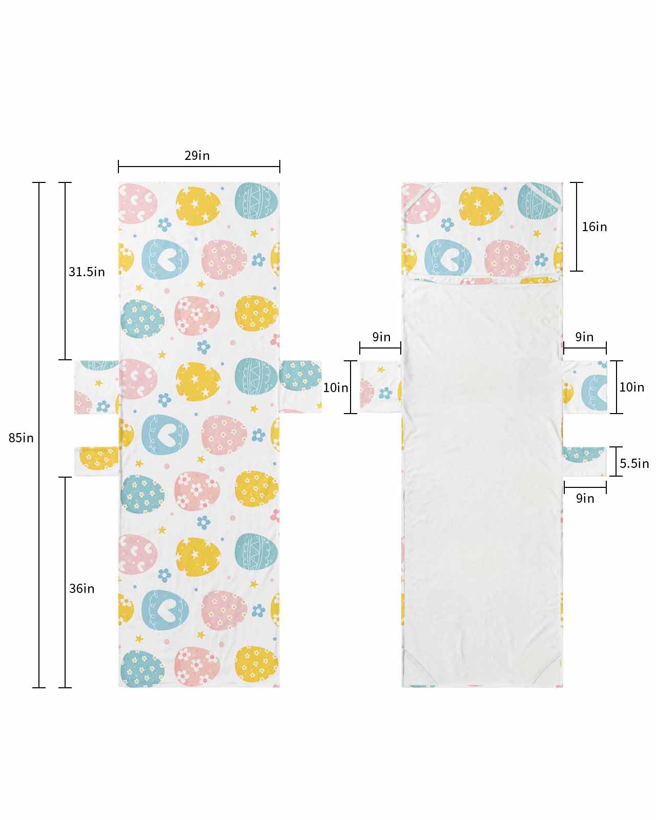 Easter Eggs Beach Lounge Chair Towel Cover, Soft Chaise Lounge Towel with Side Pockets Patio Pool Chairs Cover for Beach/Pool Sunbathing 29x85 Colorful Eggs Love Heart Spring Floral