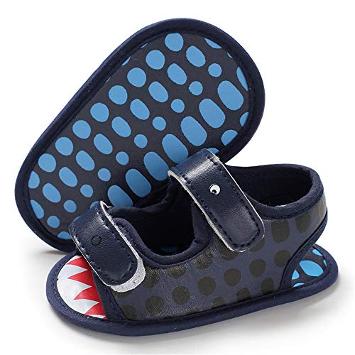 LAFEGEN Baby Boys Girls Summer Sandals 2 Straps Anti Slip Soft Sole Beach Infant Shoes Toddler First Walker Newborn Crib Shoes(3-18Months) 3-6 Months Infant, 04 Black Baby Sandals