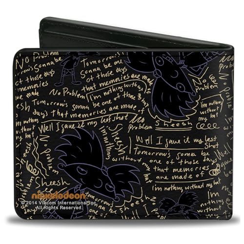 Buckle-Down mens Buckle-down Pu Bifold - Hey Arnold!/Arnold Pose/Chalkboard Scribbles Wallet2