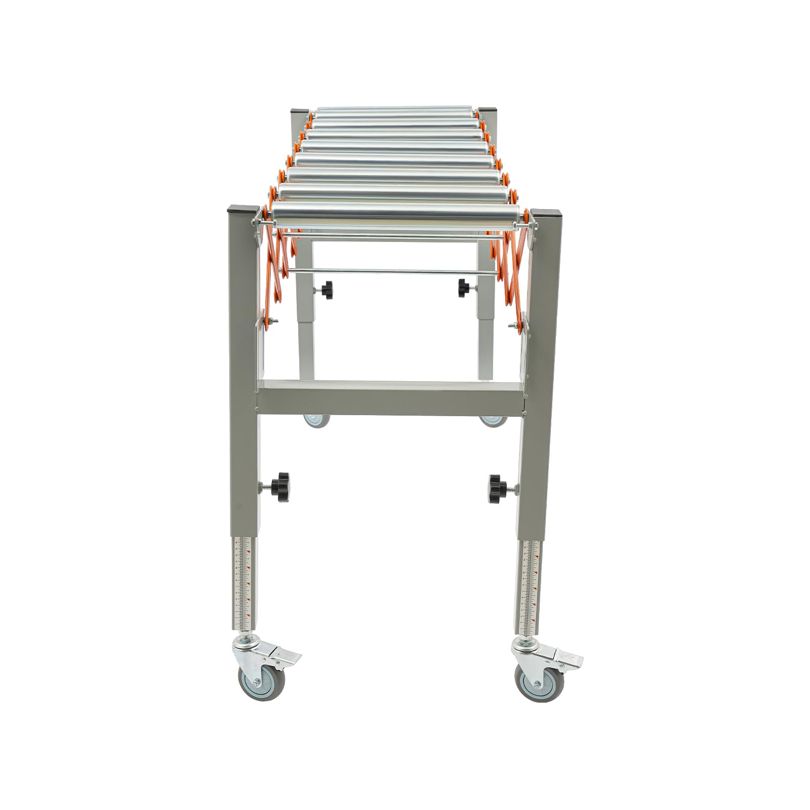 50 – 80 cm, transportador de rodillos, altura ajustable, rango de ajuste 46 – 130 cm, capacidad de carga 50 kg, apto para talleres y entornos logísticos