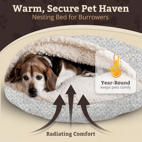 Image of Snoozer Cozy Cave Dog Bed, Round Covered Dog Bed, Ramey Gray (S)