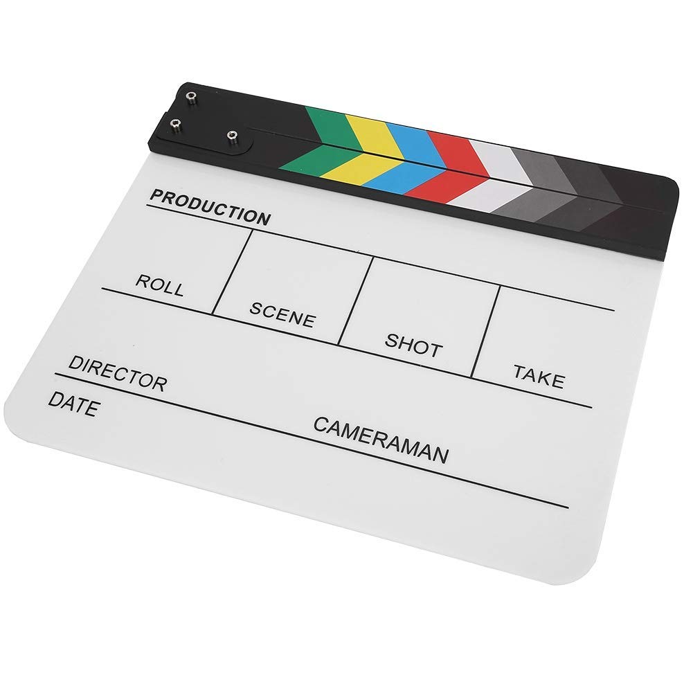 Clap de Réalisateur en Plastique Acrylique 30 x 25 cm - Clap Professionnel pour Tournage Film Vidéo - Accessoire Cinéma Directeur Technique