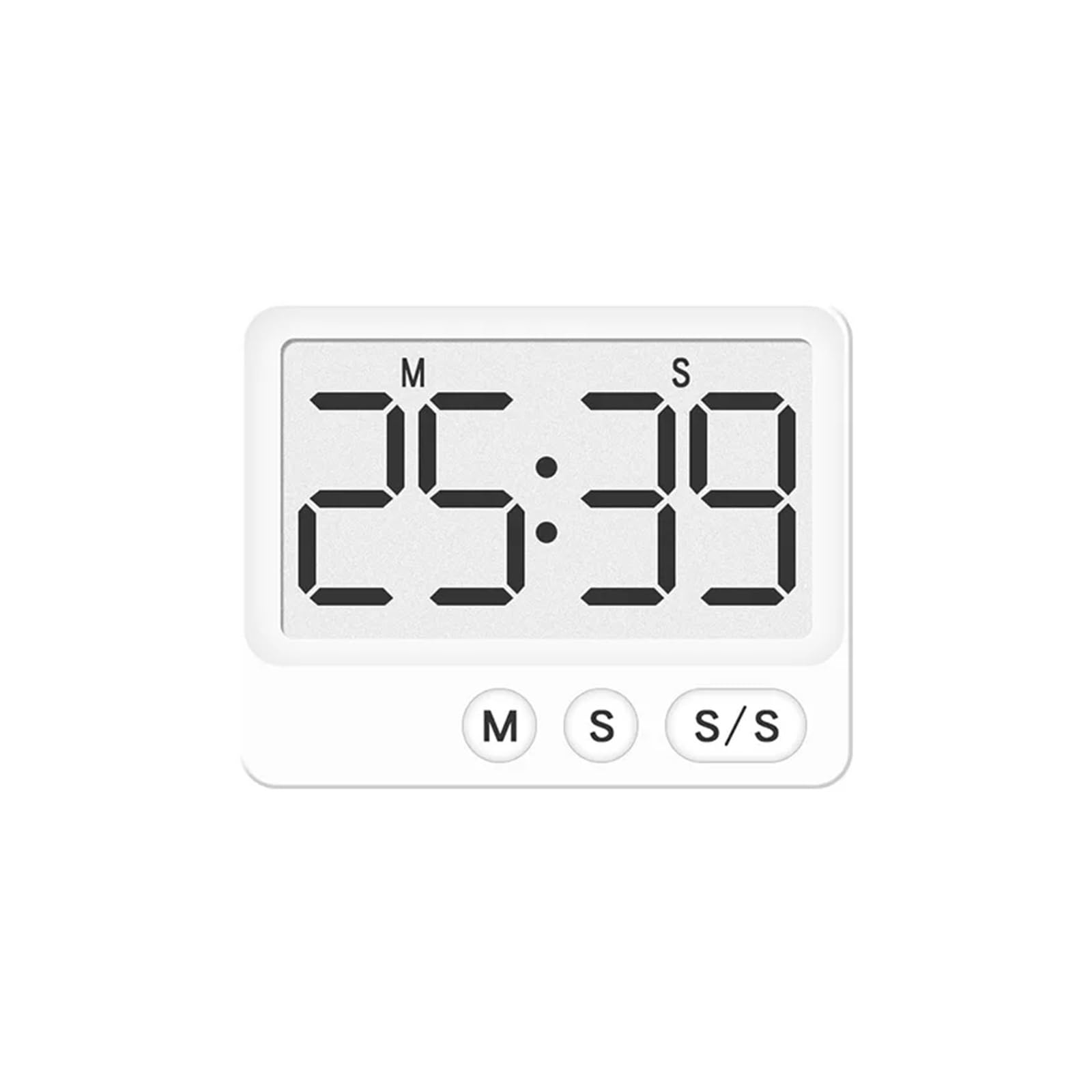 Digital Timer Magnetic Suction Countdown LCD Large Screen Display Student Time Management Mute Desktop Kitchen Tool Reliable Efficient(White)