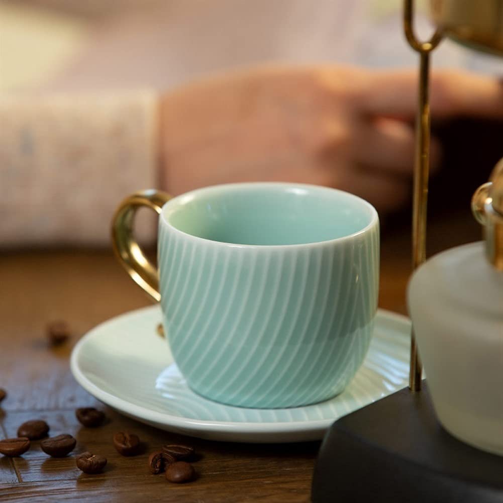 Ceramiczny zestaw kubków do kawy i spodków, 150 ml, gładkie kubki do cappuccino, filiżanki do herbaty z uchwytem, kubek śniadaniowy, szklanki do smoothie, szklanki do picia gorących napojów