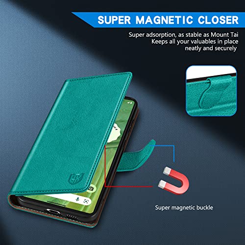 Image of ZZXX for Google Pixel 7 Wallet Case Magnetic Closure 6.3 inch,Lake Blue