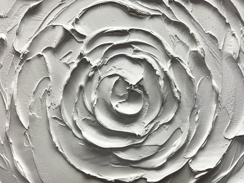Yika Art Canvas Paintings, Wall Art Thick Texture Modern Gorgeous Abstract Hand Painted Abstract Oil Painting on Canvas Modern Wall Art Decor White Flower 30x45 inches