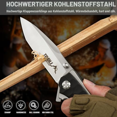 TIVOLI Praktisches Klappmesser mit stabiler Verriegelung, Outdoor Werkzeugmesser für Camping, Wandern und praktische Tätigkeiten – Ansicht 2