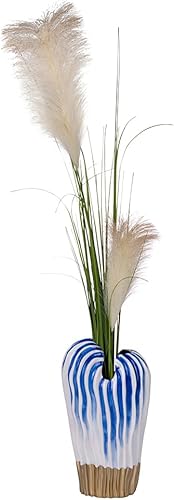 Miniatura 3 de Villa d'Este Home Tivoli Jarrón de diseño en porcelana blanca con detalles azules y dorados de 0.28 pulgadas, Egeo