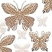 16 PCS Glitter Christmas Tree Butterfly Ornaments, 2 Styles Hollow Butterfly Christmas Decorations with Clips, Artificial Butterfly Ornaments Decoration for Christmas Tree, Holiday Crafts - Champagne