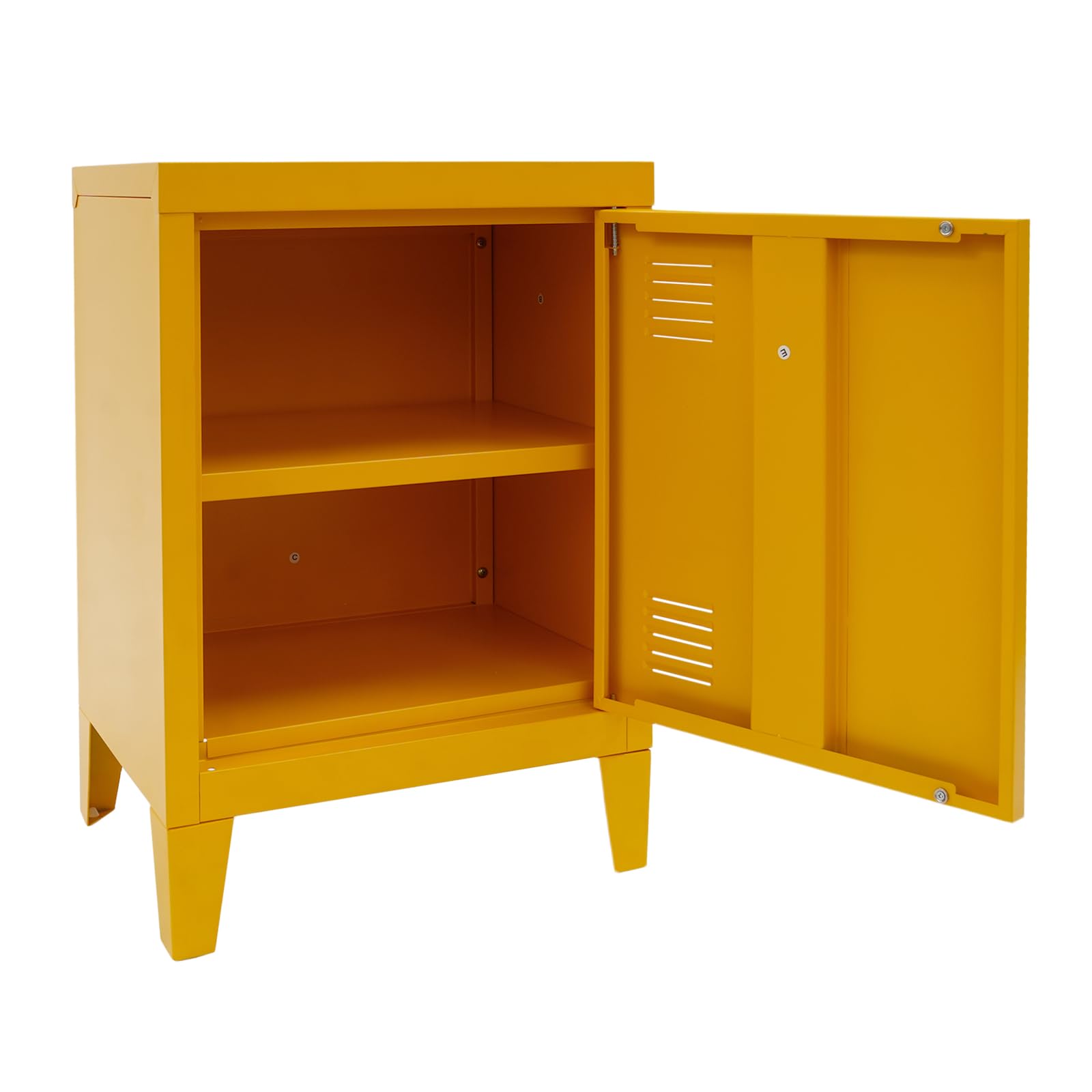 Armoire à outils en métal - 2 niveaux - 1 porte - 40 x 30 x 57 cm - Table de chevet - Armoire de bureau - Buffet de salon - Durable (jaune)
