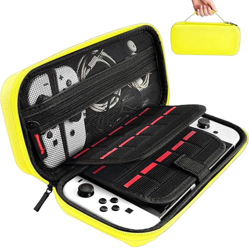 daydayup Switch Carrying Case Compatible with Nintendo Switch/Switch OLED, with 20 Games Cartridges Protective Hard Shell Travel Carrying Case Pouch for Console &amp; Accessories
