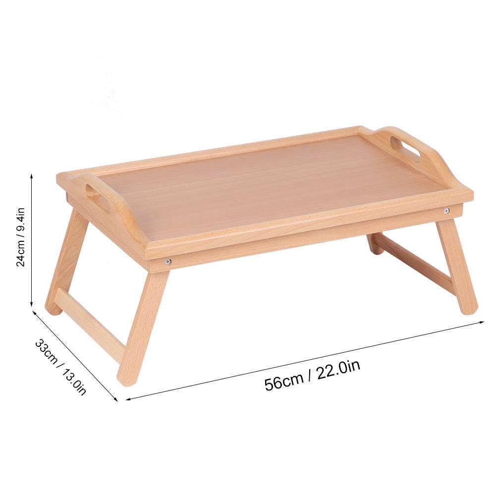 Aramox Tavolino da tè Tavolino da caffè in Legno di Faggio 59 X 33 X 21,5 Cm Pieghevole con 4 Chiusure per Gambe Vassoio Snack Portatile per Camera da Letto Soggiorno Studio Ufficio Uso Esterno