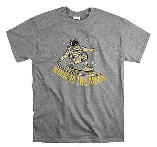 T-shirt astronaute skating to the moon gris m haut mixte imprimé espace
