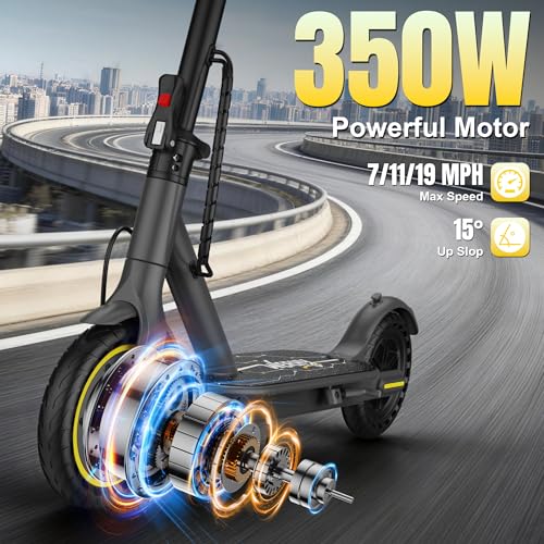 Image of Electric Scooter for Kids Aged 6-10, 350W Motor, 19 Mph Speed & 15 Miles Range, 8.5 inch Solid Tires, Lightweight Foldable Scooter with Dual Braking System, Max Load 265LBS