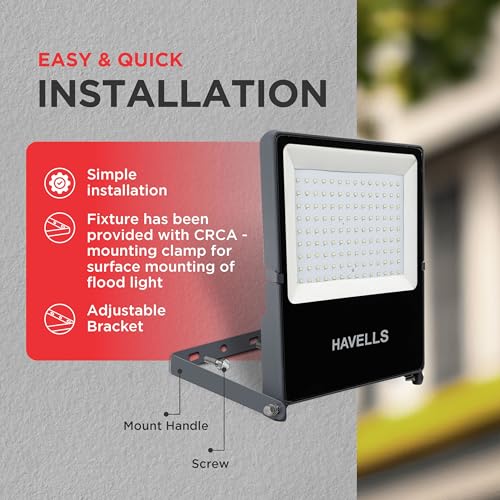 Image of Havells Polycarbonate 20W LED Flood Light, Centura Neo 6K IP66 Waterproof LED Lights with 120 Wide Beam-LED Lamp Lights for Yard, Factory,Garden, Playground & Home