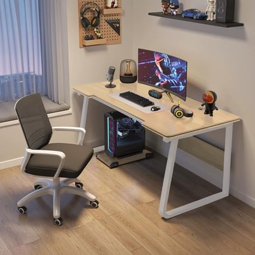 SJZNOI 140cm*60cm Computer Desk - Sturdy Study Writing Table, Easy Assembly Home Office Desk,Natural