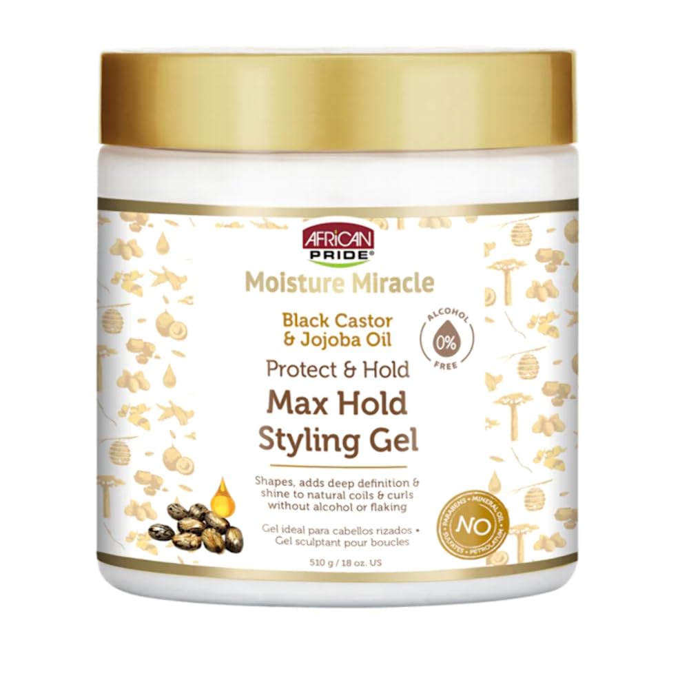 Moisture Miracle Max Hold Styling Gel with Black Castor Oil& Jojoba Oil - 18 fl oz (Pack of 2)