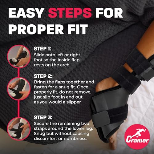 Image of Cramer Dorsal Night Splint, Small, Foot Brace for Plantar Fasciitis Support, Lightweight Low-Profile Sleep Aid, Adjustable Arch Alignment Splint for Left or Right Foot, Slip-Resistant Fit